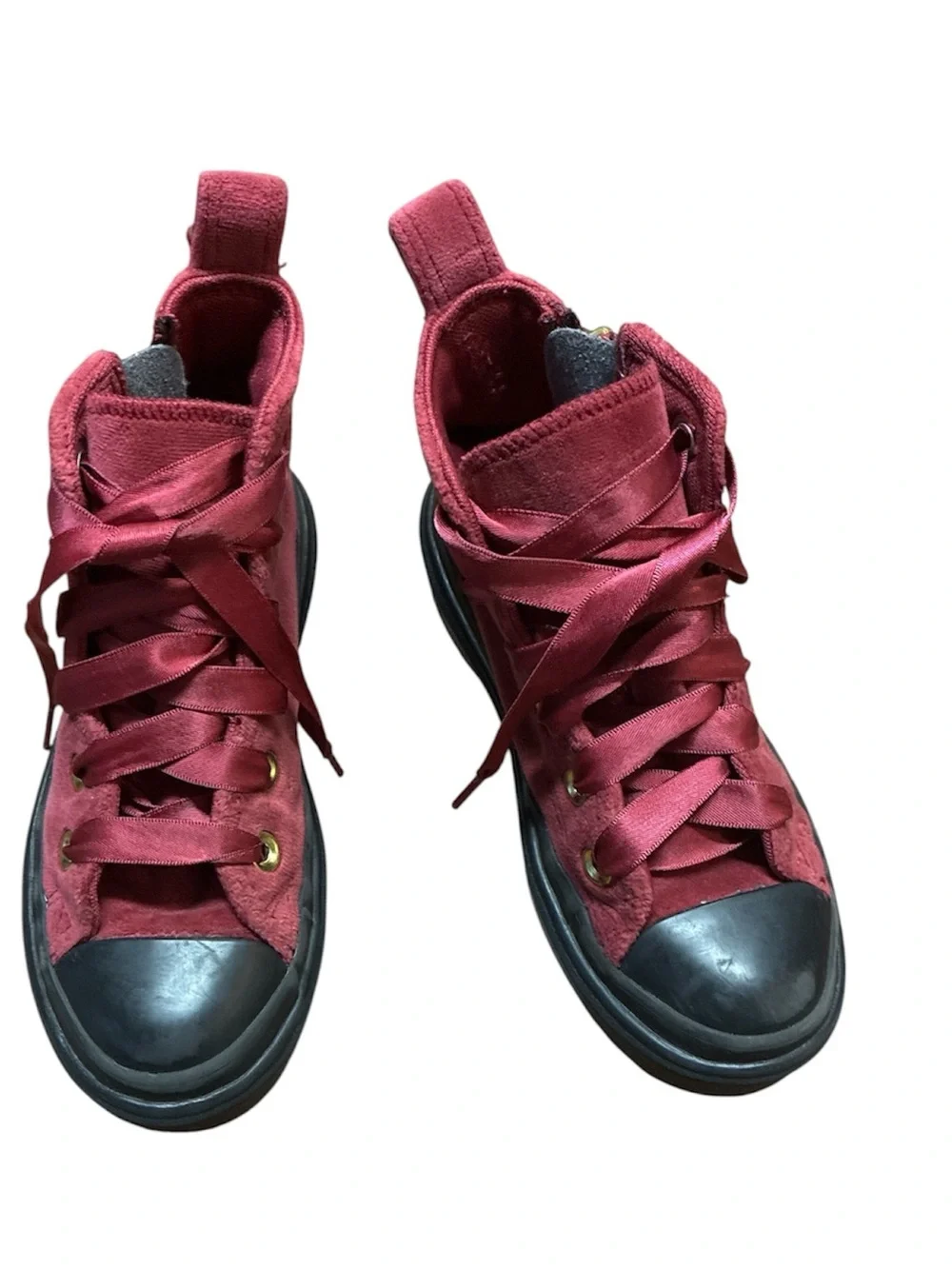 Converse Chuck Taylor All Star Lugged Lift Platform Pink Velvet Size 12 kids